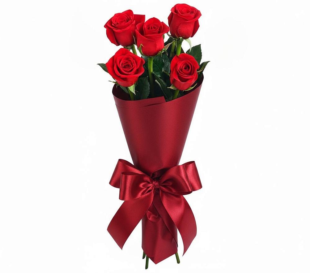 Букет 5 Красных роз Эдлесс Лав в Пшизове