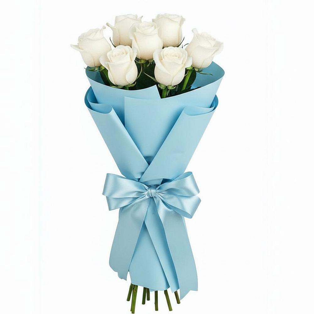 Букет 7 белых роз Проуд в Пшизове