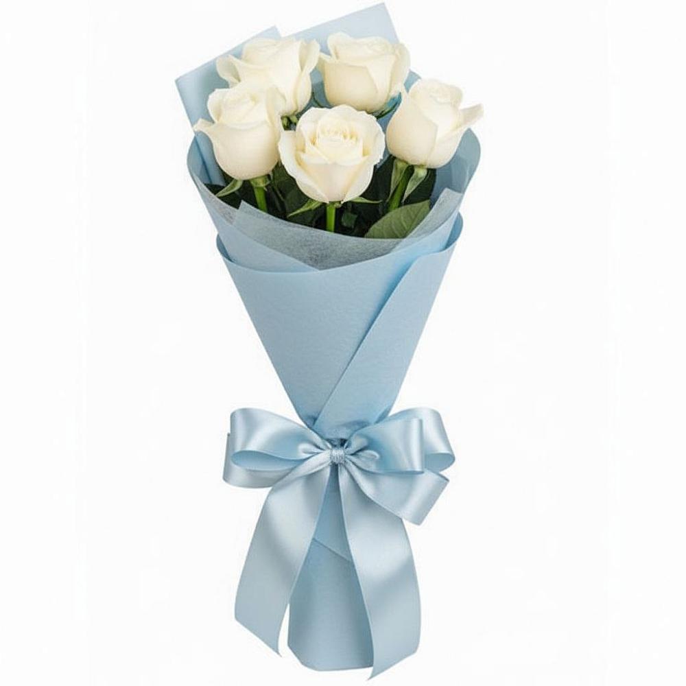 Букет 5 Белых роз Проуд в Пшизове