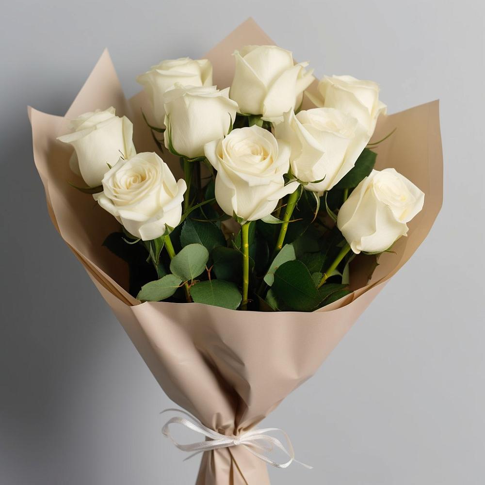 Букет 9 Белых роз Эдлесс Лав в Пшизове