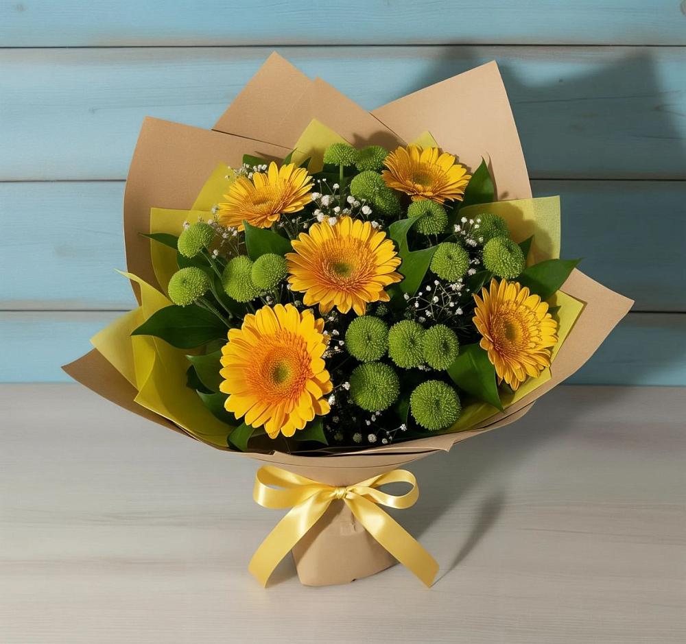 Букет цветов из: Герберы и Хризантемы в Пшизове