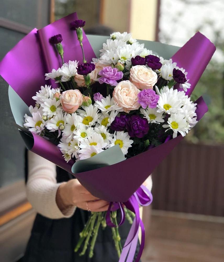 Букет цветов из: Хризантемы, Гвоздики и Розы в Пшизове