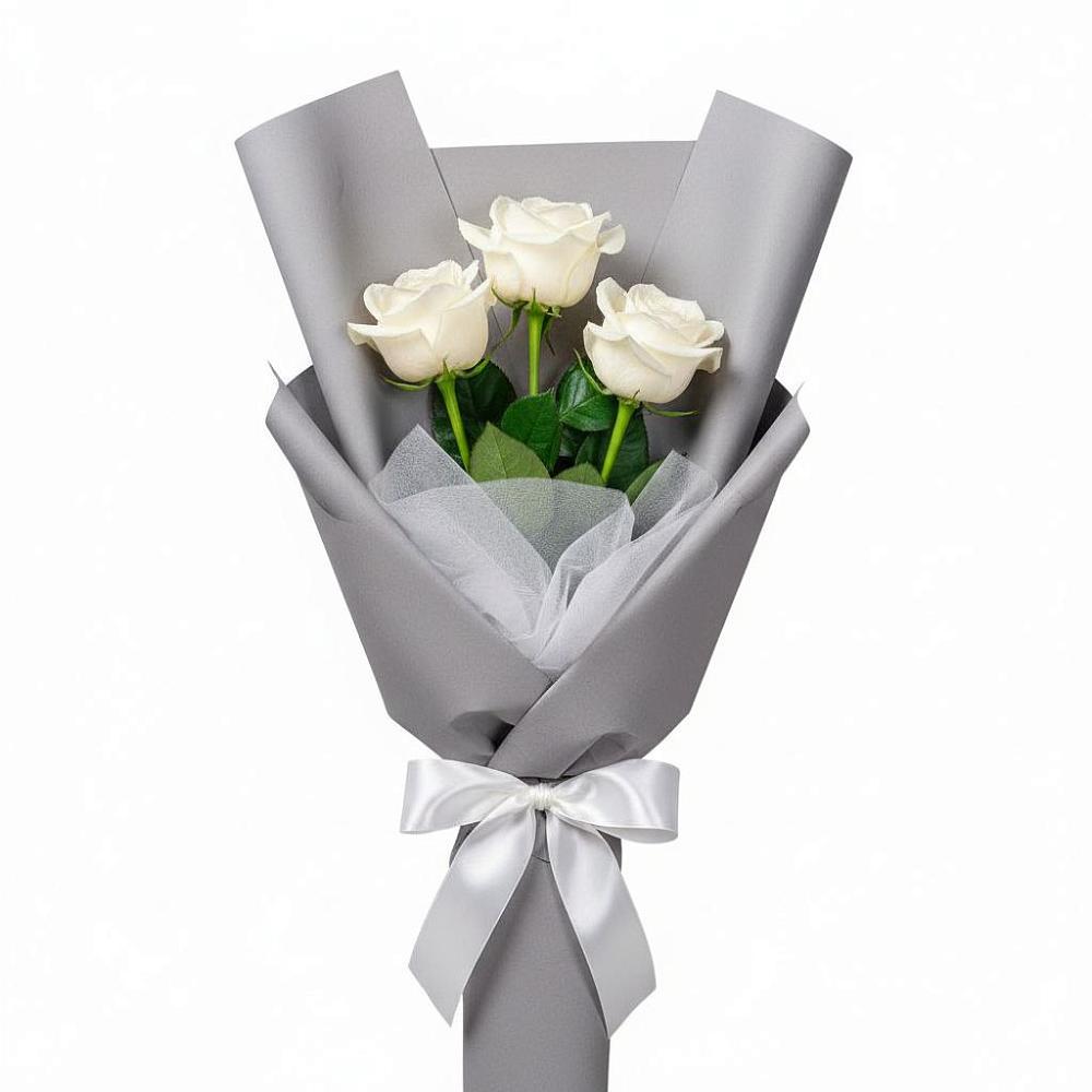 Букет 3 белые розы в Пшизове