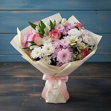 Букет цветов из:  Хризантемы, Альстромерии и Розы в Пшизове