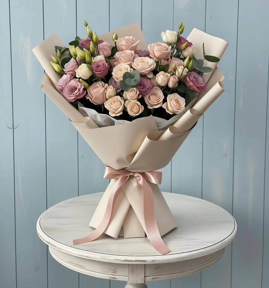 Букет цветов из: Розы и Лизиантусы в Пшизове