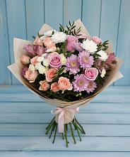 Букет цветов из:  Хризантемы, Розы и Альстромерии в Пшизове