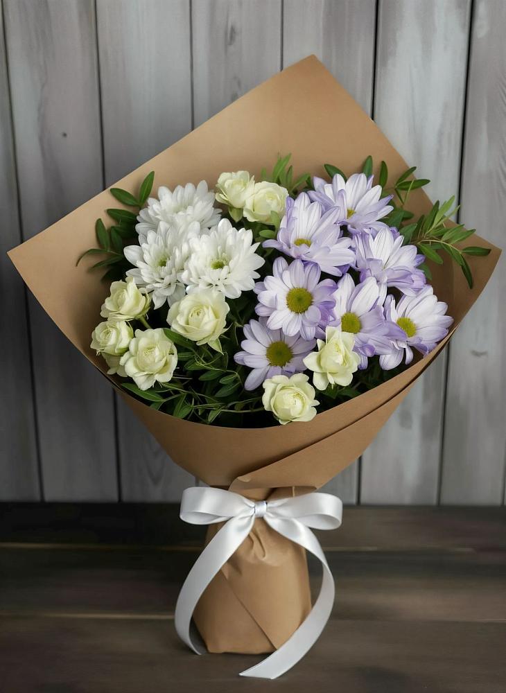 Букет цветов из: Хризантемы и Розы в Пшизове